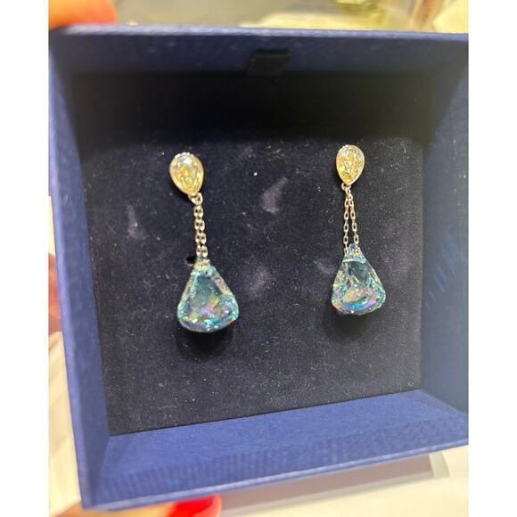 Swarovski crystal earrings blue Lunar PE Drop Lazo Mol 8193294 NWT - Picture 3 of 13
